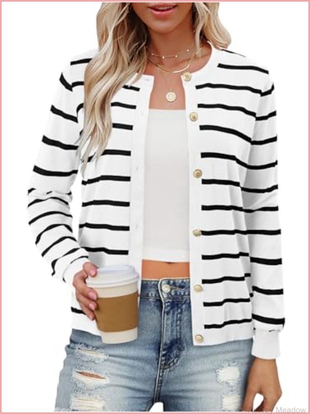 V-Neck Long Sleeve Cardigan Sweater for Women Lightweight Fall Outfit